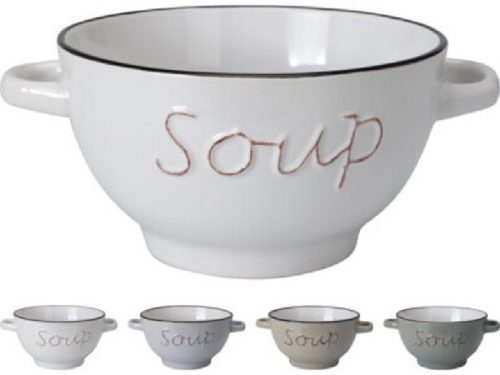 LEVESES TÁL FÜLES STONEWARE "SOUP" 650ML 4F.