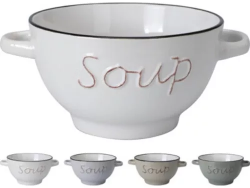 LEVESES TÁL FÜLES STONEWARE 'SOUP' 650ML 4F.