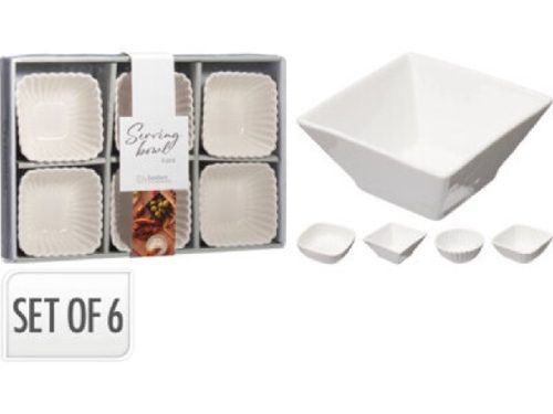 TÁL PORCELÁN 125ML 6DB-OS 9,8X9,8X4CM 4 FÉLE FORMA