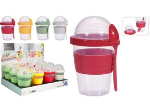 JOGHURTOS PP ÉS TPE 95G 600ML 11X10,3X16CM 4 FÉLE SZÍN