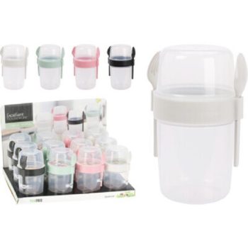   SALÁTÁS TÁL EVŐESZKÖZÖKKEL PP 1100ML 8,5X18CM 120G 4 FÉLE SZÍN