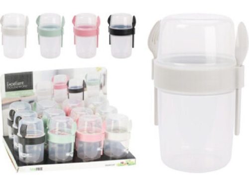 SALÁTÁS TÁL EVŐESZKÖZÖKKEL PP 1100ML 8,5X18CM 120G 4 FÉLE SZÍN