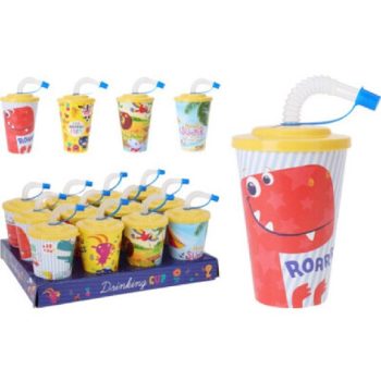   SZÁLLÓBÖGRÉ SZÍVÓSZÁLLÁSSAL PP 400ML 9X5X13CM 42G 4 FÉLE MINTA