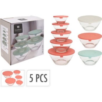 TÁROLÓ DOBOZ SZETT 5DB-OS ÜVEG 130/220/330/450/890ML 3F.