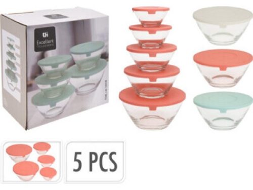 TÁROLÓ DOBOZ SZETT 5DB-OS ÜVEG 130/220/330/450/890ML 3F.