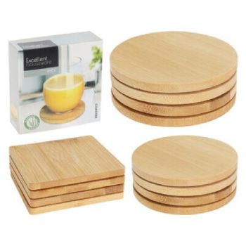 POHÁRALÁTÉT SZETT BAMBUSZ 4DB-OS 2F. FORMA 10X10CM