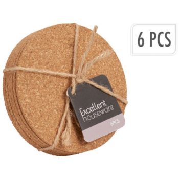 POHÁRALÁTÉT SZETT PARAFA KEREK 6DB-OS 10CM