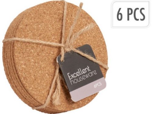 POHÁRALÁTÉT SZETT PARAFA KEREK 6DB-OS 10CM