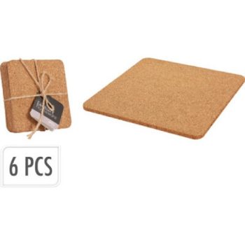 POHÁRALÁTÉT SZETT PARAFA SZÖGLETES 6DB-OS 10X10CM