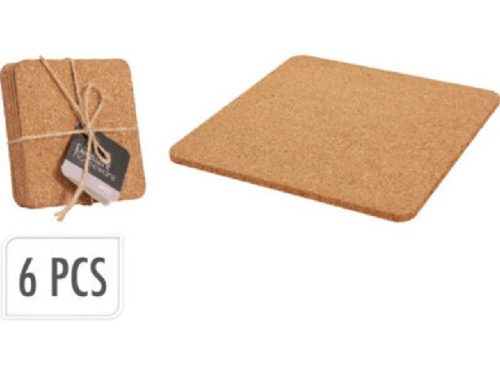 POHÁRALÁTÉT SZETT PARAFA SZÖGLETES 6DB-OS 10X10CM