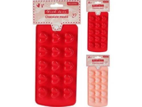 SZILIKON PRALINÉ FORMA 15 CSOKIHOZ SZÍV ALAKÚ 21,9X10,6X2CM 2F.