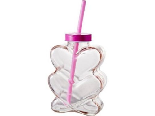 POHÁR ÜVEG SZÍV ALAKÚ SZÍVÓSZÁLLAL 480ML