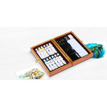 MŰVÉSZ SZETT FA DOBOZBAN 20 RÉSZES 22X14X5CM