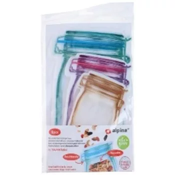   TÁROLÓ ZACSKÓ VISSZAZÁRHATÓ CSATOS ÜVEG MINTÁJÚ 6DB-OS 150ML/400ML/750ML ALPINA