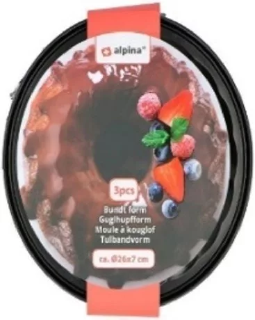 SÜTŐFORMA KUGLÓF 26CM 0,4MM 3RÉSZES KAPCSOS ALPINA