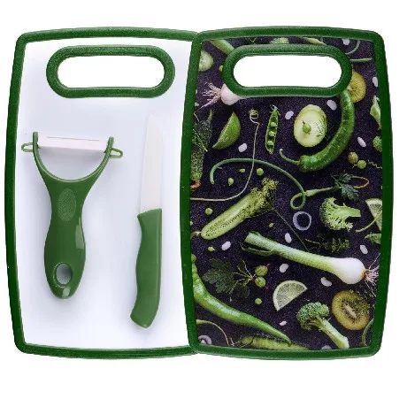 HÁMOZÓ SZETT 3 RÉSZES 26X16CM-ES VÁGÓDESZKA, KERÁMIA KÉS + HÁMOZÓ 3 FÉLE ALPINA