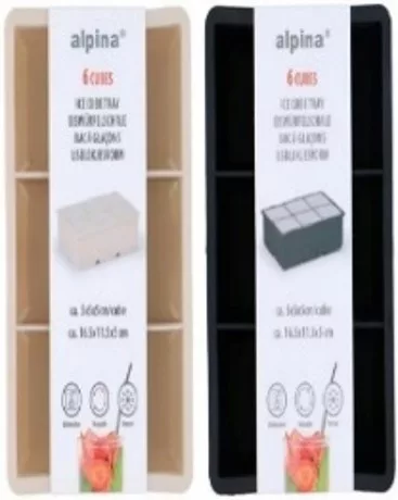 JÉGKOCKA KÉSZÍTŐ 6DB 6X6X6CM-ES KOCKA 2 FÉLE SZÍN ALPINA