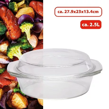 SÜTŐTÁL FEDŐVEL ÜVEG 2,5L 28X23X13CM ALPINA