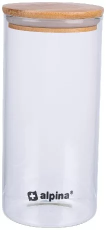 TÁROLÓ DOBOZ ÜVEG, BAMBUSZ TETŐVEL 1,25L 10X10X21CM ALPINA