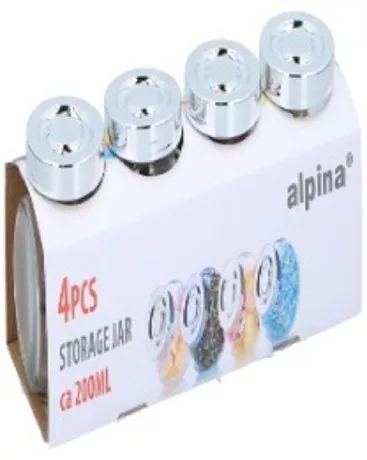 TÁROLÓÜVEG TETŐVEL 200ML 4DB 8X6CM ALPINA