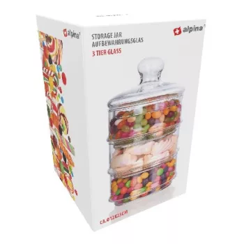 TÁROLÓ ÜVEGEDÉNY 3EMELETES 12X23CM ALPINA