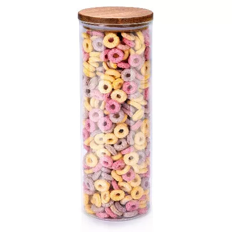 TÁROLÓ ÜVEG AKÁC FEDŐVEL 9,5X9,5X27CM ALPINA