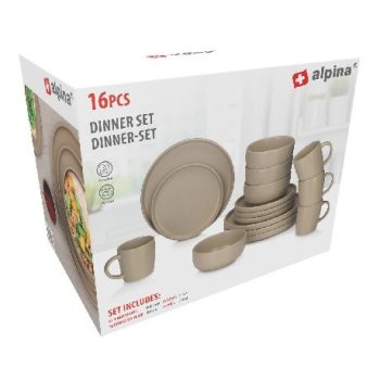   ÉTKÉSZLET 16 RÉSZES KŐEDÉNY HOMOKSZÍNŰ ÁTM 26,5CM/20CM ALPINA