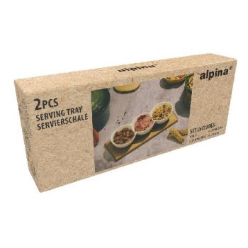 SZERVÍROZÓ TÁLCA SNACK TÁLKÁKKAL 25X10X1.2CM ALPINA