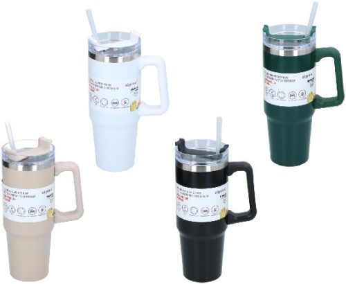 TERMOSZ POHÁR SZÍVÓSZÁLLAL 0,9L 14X9X24CM 4 SZÍNBEN ALPINA