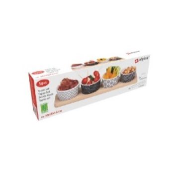 KÍNÁLÓ SZETT 4 RÉSZES FA TARTÓBAN 30X10X5CM ALPINA