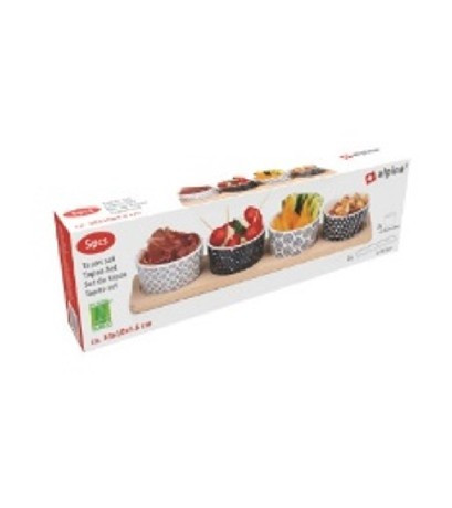 KÍNÁLÓ SZETT 4 RÉSZES FA TARTÓBAN 30X10X5CM ALPINA