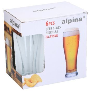 SÖRÖSPOHÁR 6DB O7XH20CM 415ML 1620GR/SZETT ÜVEG ALPINA