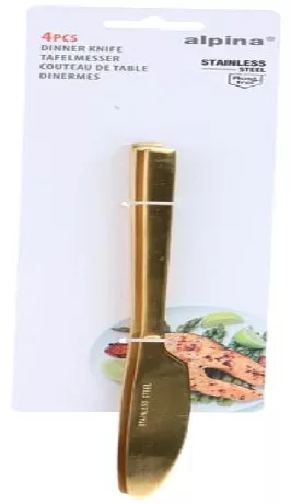 KÉS KÉSZLET 4DB ARANY 21X2X0,3CM, 108G ROZSDAMENTES ALPINA