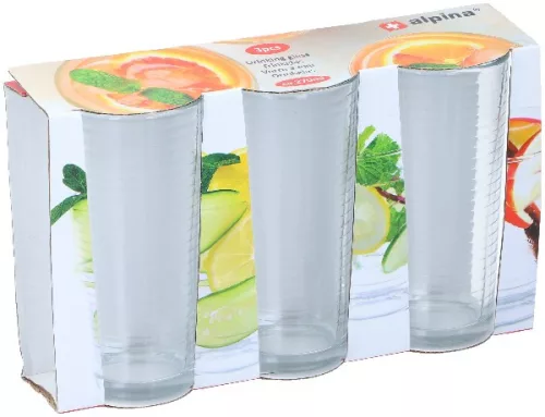 ÜVEGPOHÁR 300ML 3DB D6,5 X13,5CM ALPINA