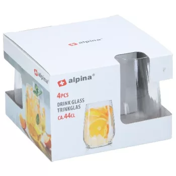 POHÁR ÜVEG 4DB D82XH11,5CM 440ML 648GR ALPINA