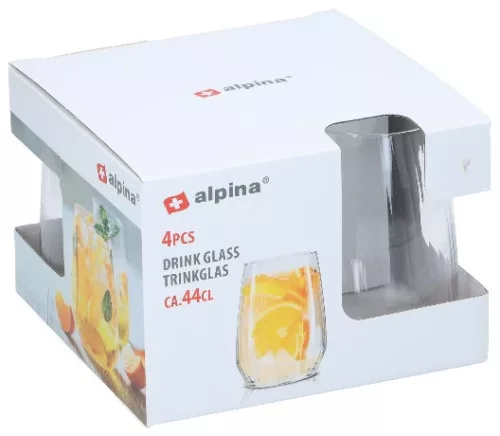 POHÁR ÜVEG 4DB D82XH11,5CM 440ML 648GR ALPINA