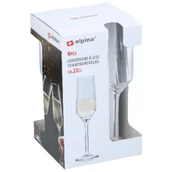 PEZSGŐSPOHÁR 4DB D5.6XH23CM 220ML 472GR, ÜVEG ALPINA