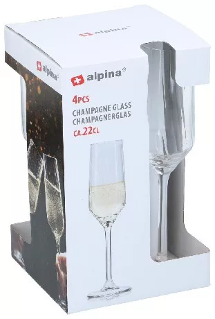 PEZSGŐSPOHÁR 4DB D5.6XH23CM 220ML 472GR, ÜVEG ALPINA