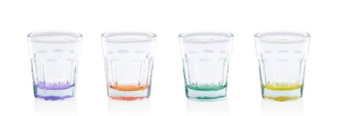 POHÁR RÖVIDITALOS ÜVEG, SZÍNES 43ML 4DB 4.9X3.67X5.6CM 59GR ALPINA