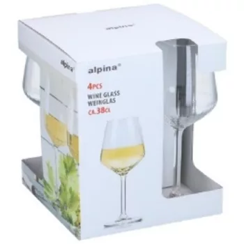   BOROSPOHÁR 4DB FEHÉRBOROS D83XH22CM 380ML 560GR, ÜVEG ALPINA