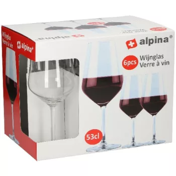 POHÁR BOROS 530ML ÜVEG 6DB ALPINA