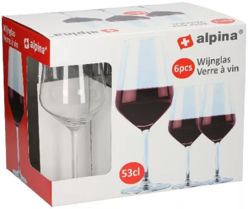 POHÁR BOROS 530ML ÜVEG 6DB ALPINA