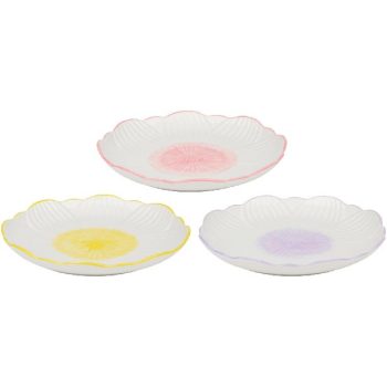   TÁNYÉR DESSZERT VIRÁGMINTÁS 2 FÉLE KÉZZEL FESTETT 20,3X2,8CM