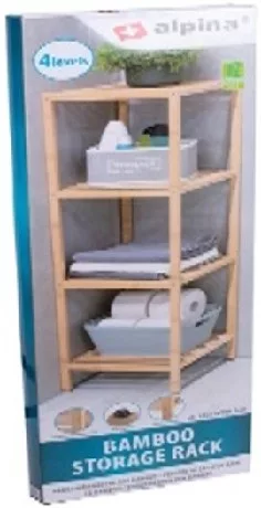 FÜRDŐSZOBA POLC LAKKOZOTT BAMBUSZ 4 SZINTES 33X32X108CM