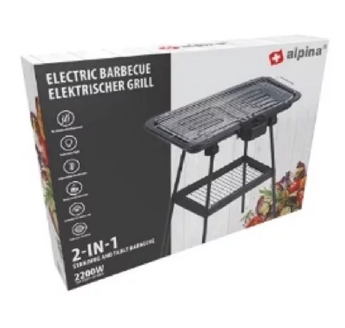 ELEKTROMOS GRILL BBQ ÁLLVÁNY 230V 5,85X4,2X7,15CM ALPINA