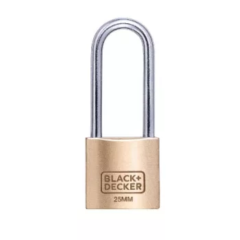   LAKAT SÁRGARÉZ 25MM HOSSZÍTOTT KENGYELLEL 3DB KULCCSAL 2,1X9,7X19,2CM BLACK&DECK