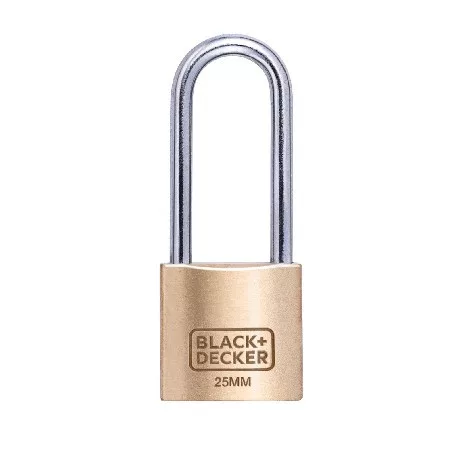 LAKAT SÁRGARÉZ 25MM HOSSZÍTOTT KENGYELLEL 3DB KULCCSAL 2,1X9,7X19,2CM BLACK&DECK