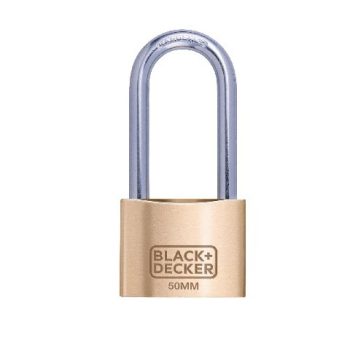   LAKAT SÁRGARÉZ 50MM HOSSZÍTOTT KENGYELLEL 3DB KULCCSAL 2,4X14,7X19,2CM  BLACK&DE