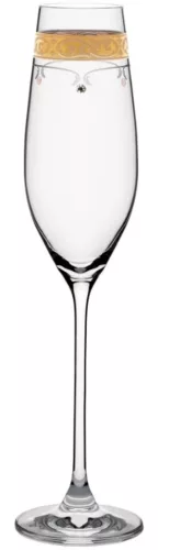 PEZSGŐSPOHÁR 2DB-OS KRISTÁLYBERAKÁSSAL DÍSZÍTETT, ARANYOZOTT SZÉLŰ 210ML