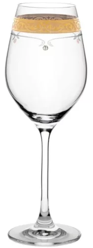 BOROSPOHÁR 2DB-OS KRISTÁLYBERAKÁSSAL DÍSZÍTETT, ARANYOZOTT SZÉLŰ 360ML